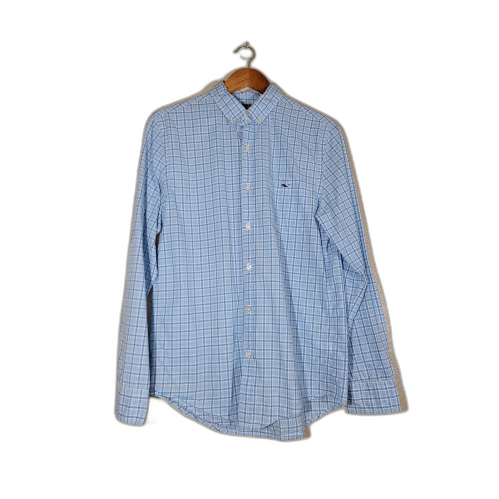 Vineyard Vines Slim Fit Tucker Blue Plaid Shirt - Small